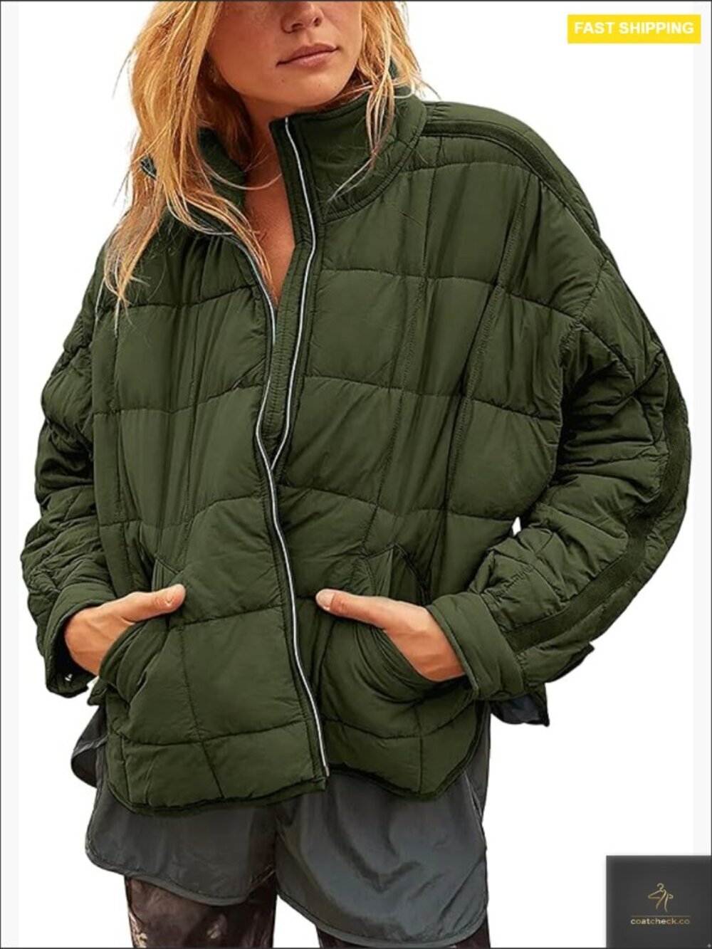 Oversized Quilted Puffer Jacket Lightweight Packable Winter Coat Chic Casual